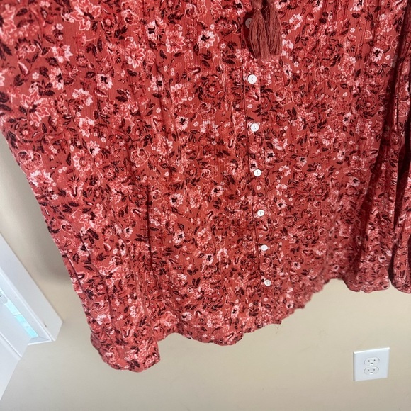Wonderly cottagecore burnt red button down blouse size XL - Picture 2 of 6
